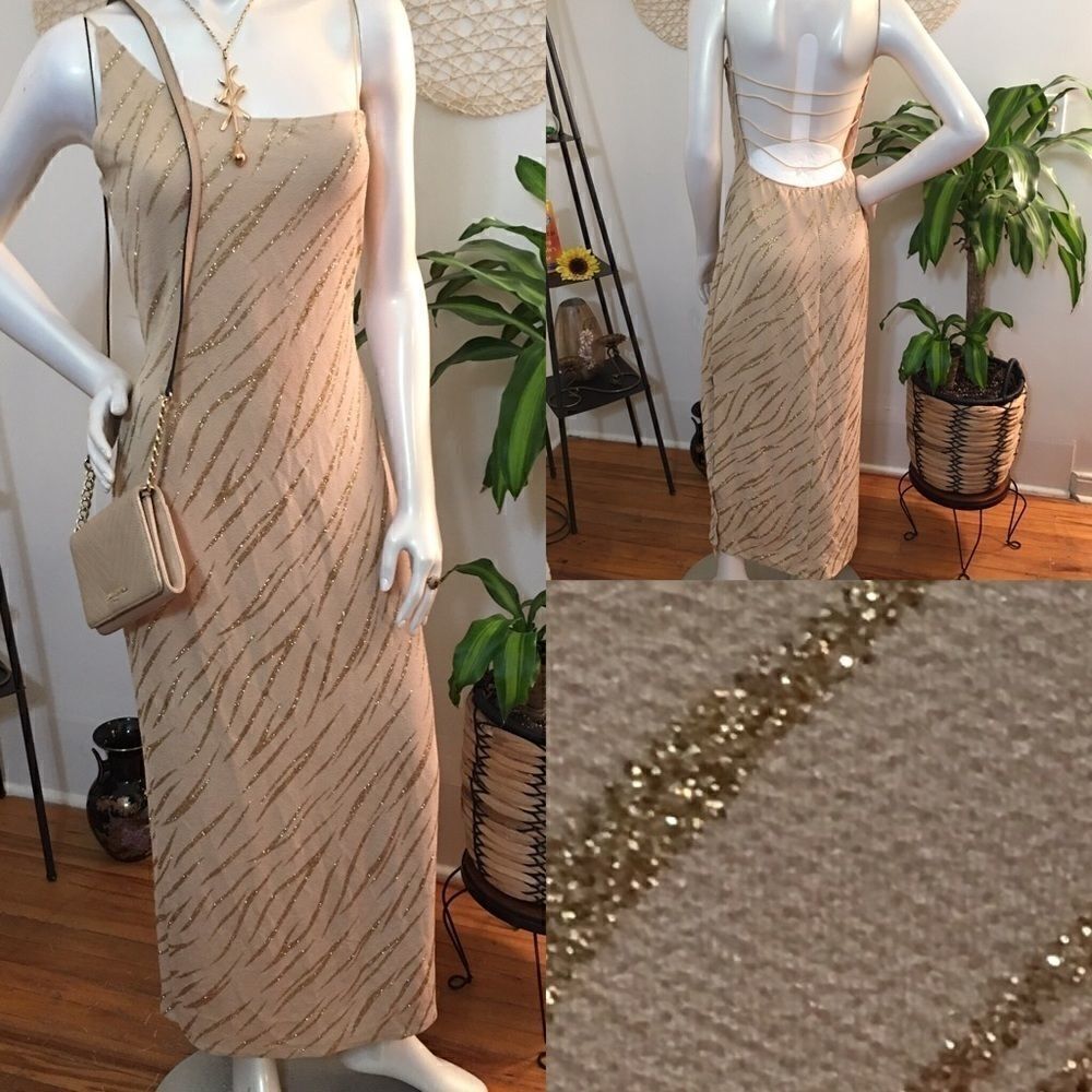 New! Tiger Pattern Open back maxi w/side slit